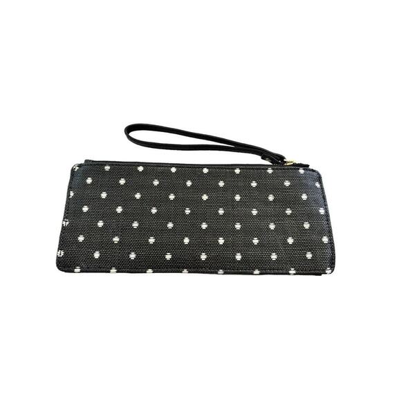 EUC Kate Spade Bow Becca Thin Wristlet Black Leather Pencil Case - Picture 3 of 6